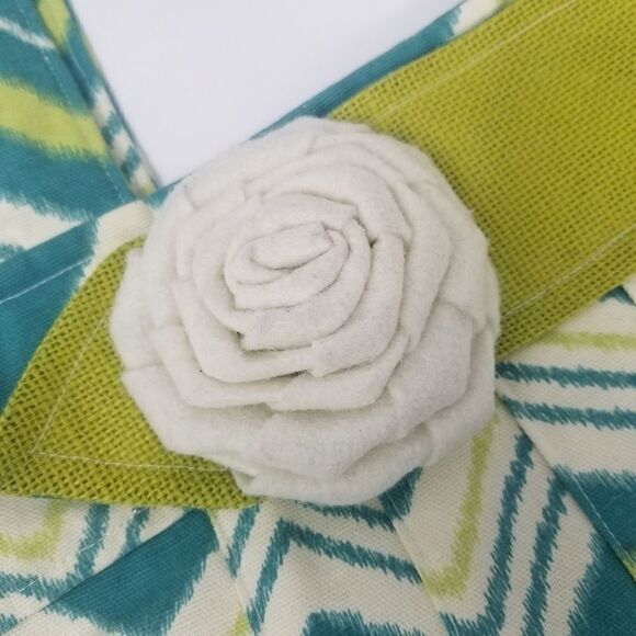 Lightweight Canvas Chevron Bag with Fabric Rose - Picture 3 of 16